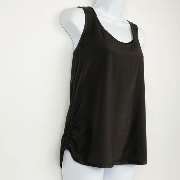 Eileen Fisher Silk Tank Cinched Sleeveless Blouse Black Preppy 6 Classic - Picture 2 of 7